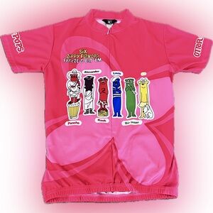 Canari Otter Pops Pink and Red Cartoon Ladies Cycling Jersey